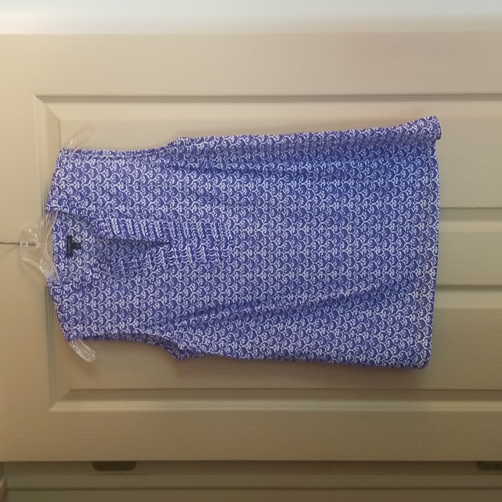Talbots Blue and White Patterned Blouse, Size M, Worn Once